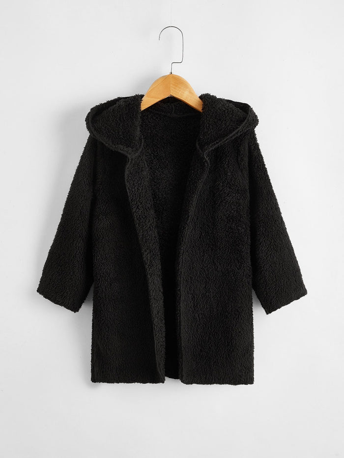 Toddler Girls Solid Hooded Teddy Coat