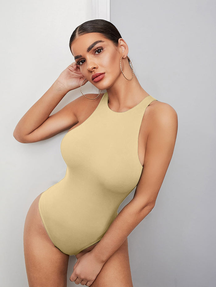 Form Fitted Solid Bodysuit Khaki