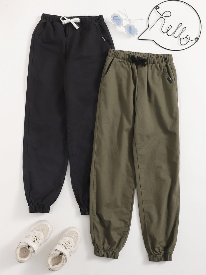Boys 2 Pack Patched Detail Pants