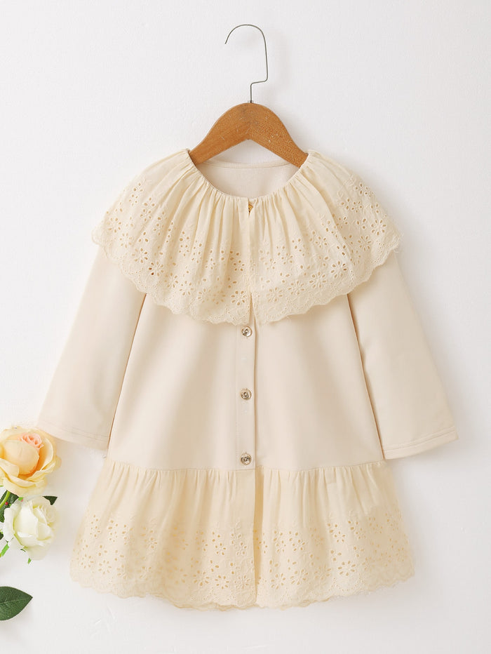 Toddler Girls Eyelet Embroidery Statement Collar Dress