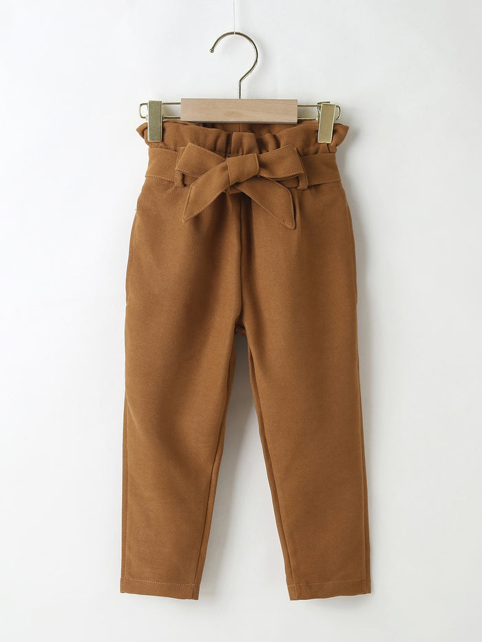 Toddler Girls Paper Bag Waist Belted Corduroy Pants