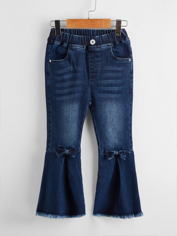 Toddler Girls Bow Detail Flare Leg Jeans