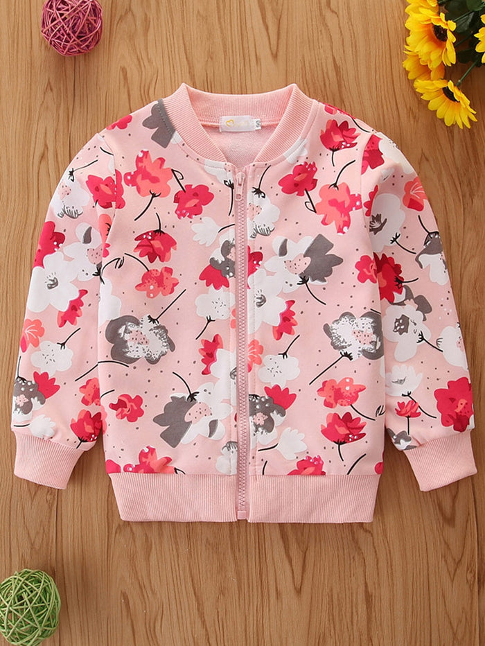 Toddler Girls Allover Floral Print Bomber Jacket