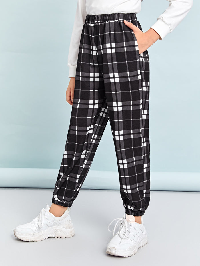 Boys Slant Pocket Plaid Pants