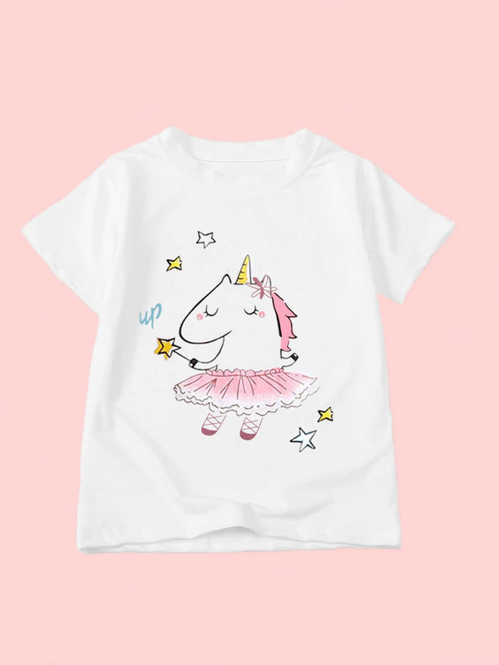 Toddler Girls Cartoon And Star Graphic Tee