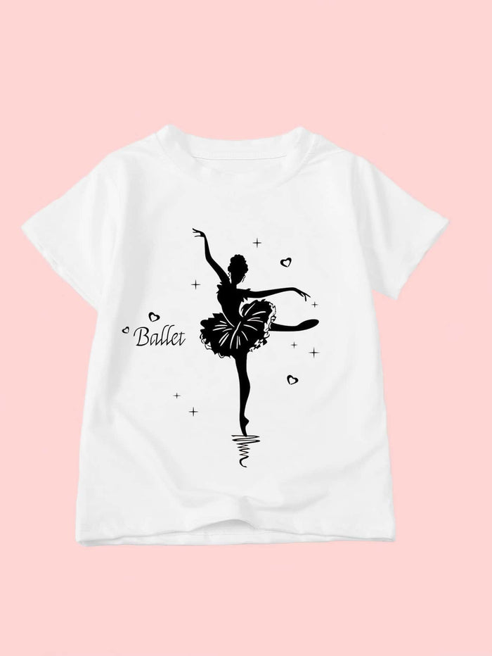 Toddler Girls Figure And Heart Print Tee