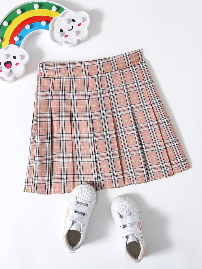 Girls Tartan Pleated Skirt Multicolor