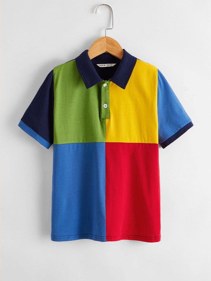 Boys Color Block Polo Shirt
