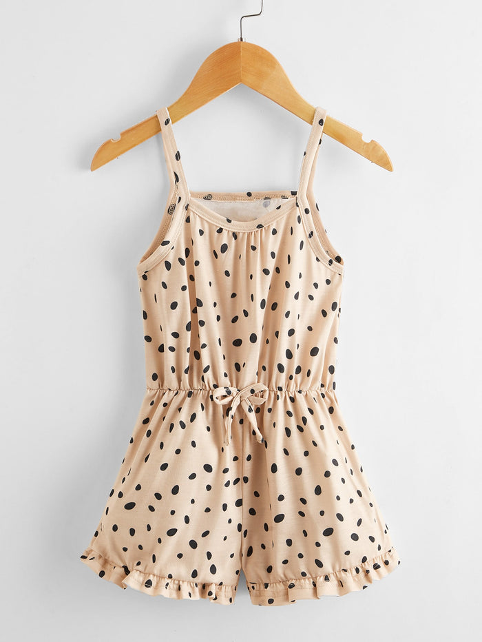 Toddler Girls Allover Print Ruffle Hem Cami Romper Apricot
