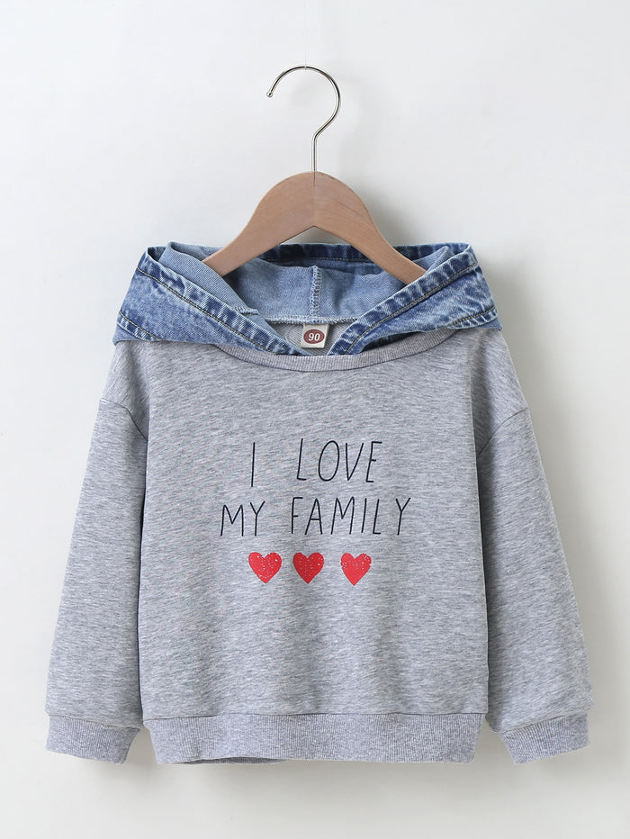 Toddler Girls 3D Ear Design Slogan Graphic Hoodie