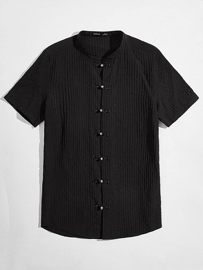 Men Single Breasted Solid Shirt