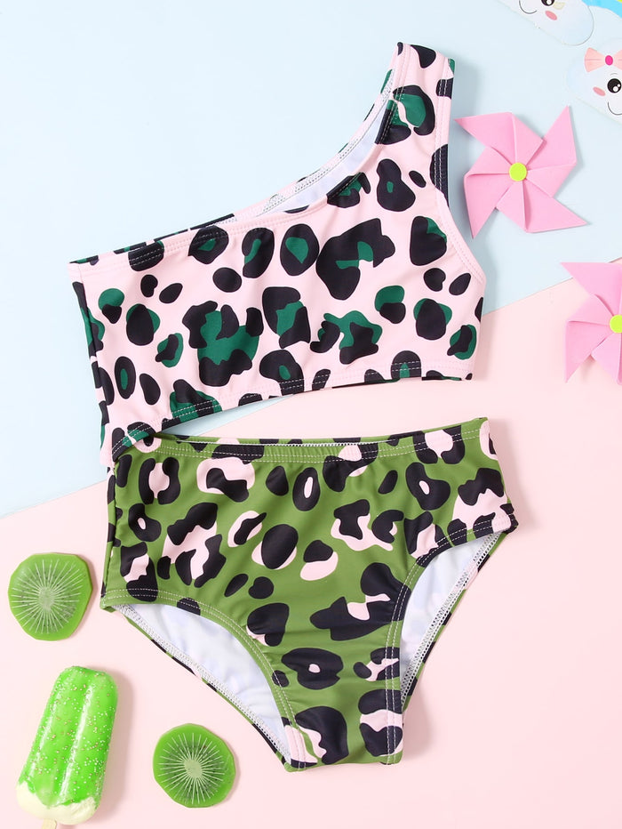 Toddler Girls Leopard Cut-out One Piece Swimsuit