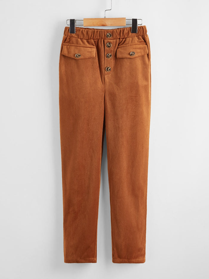 Girls Button Front Cord Pants