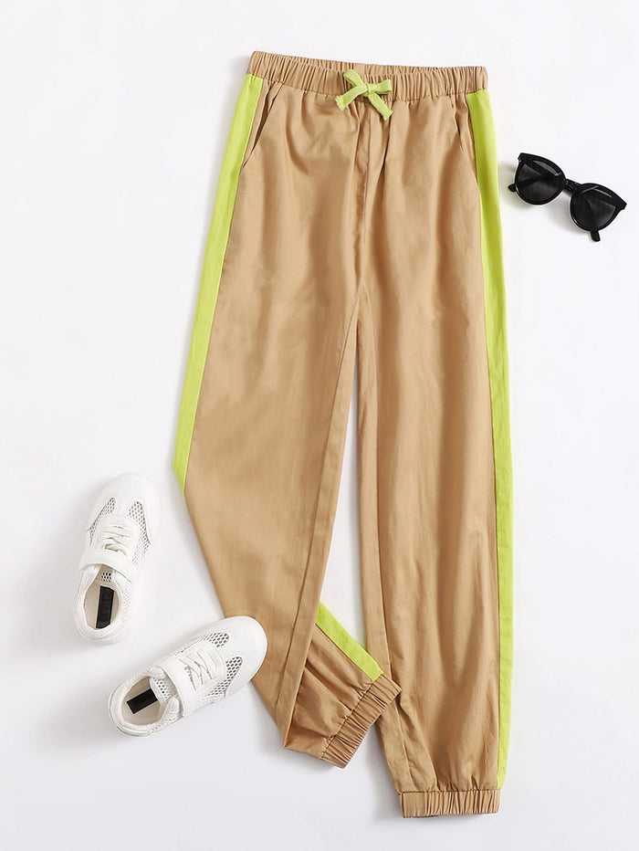 Boys Contrast Sideseam Drawstring Waist Sweatpants