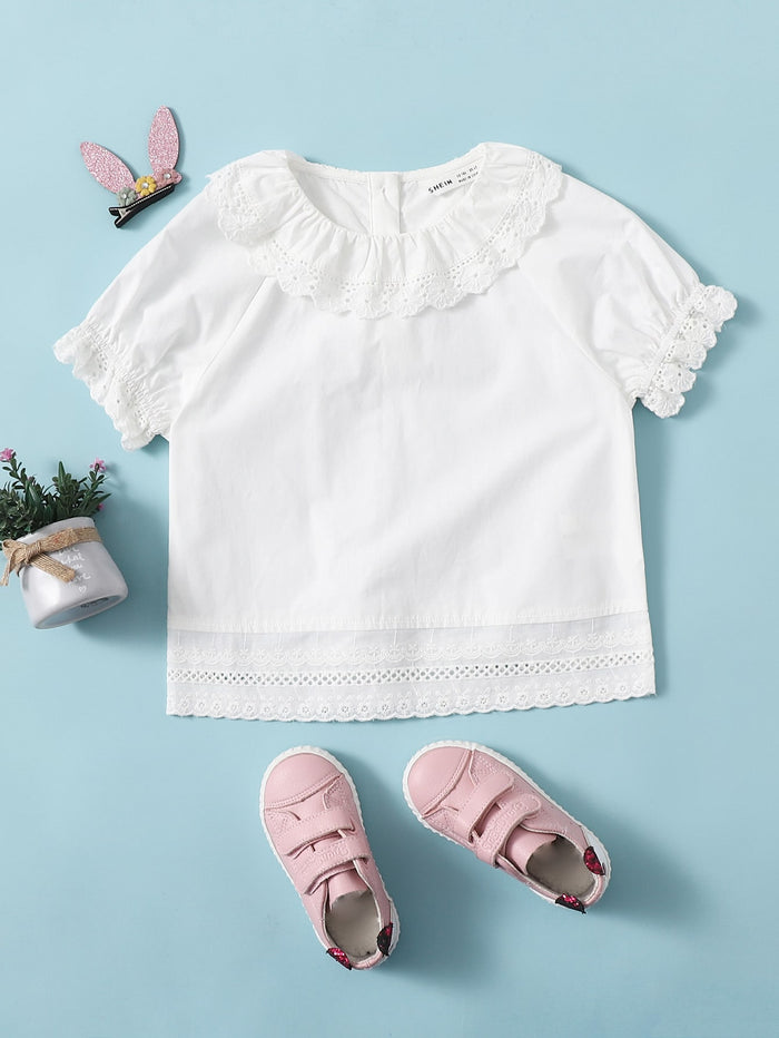 Toddler Girls Schiffy Ruffle Trim Raglan Sleeve Top