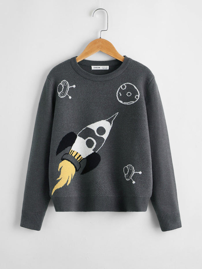 Boys Rocket Pattern Sweater