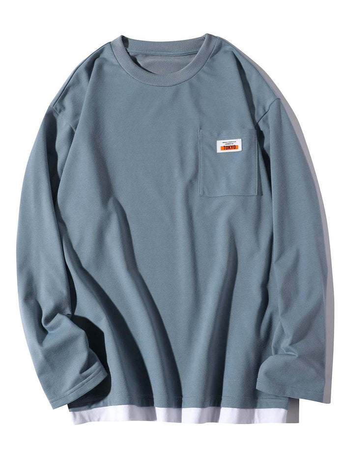 Men Pocket Letter Patched Combo Tee