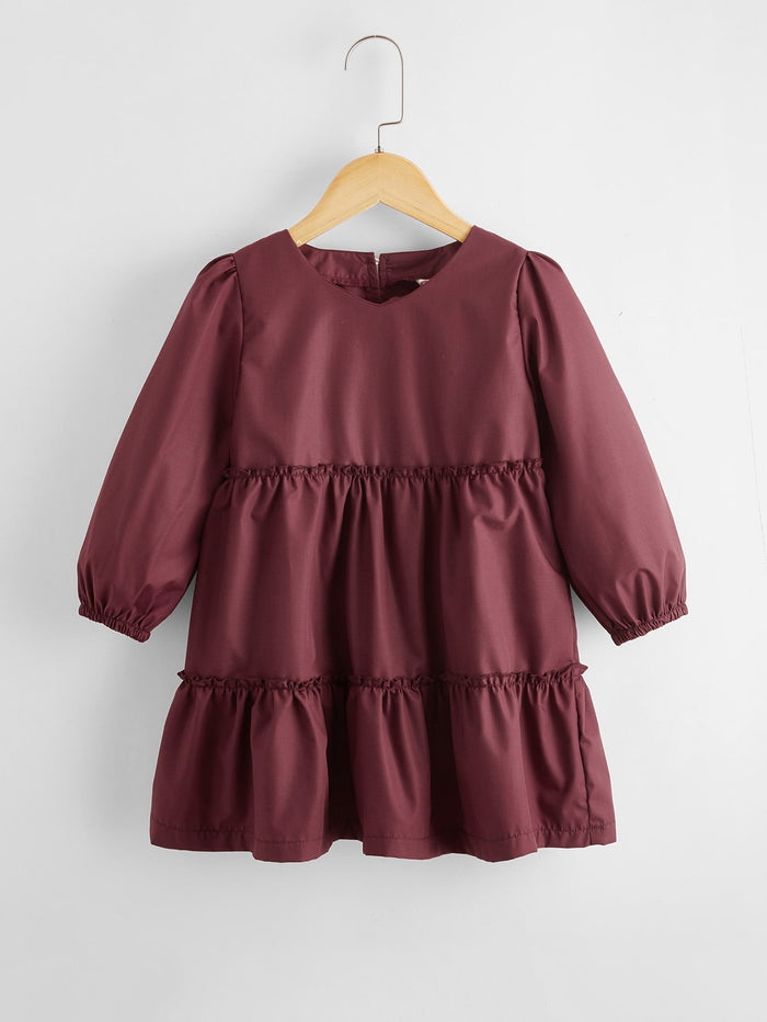 Toddler Girls Frill Trim Keyhole Back Babydoll Blouse