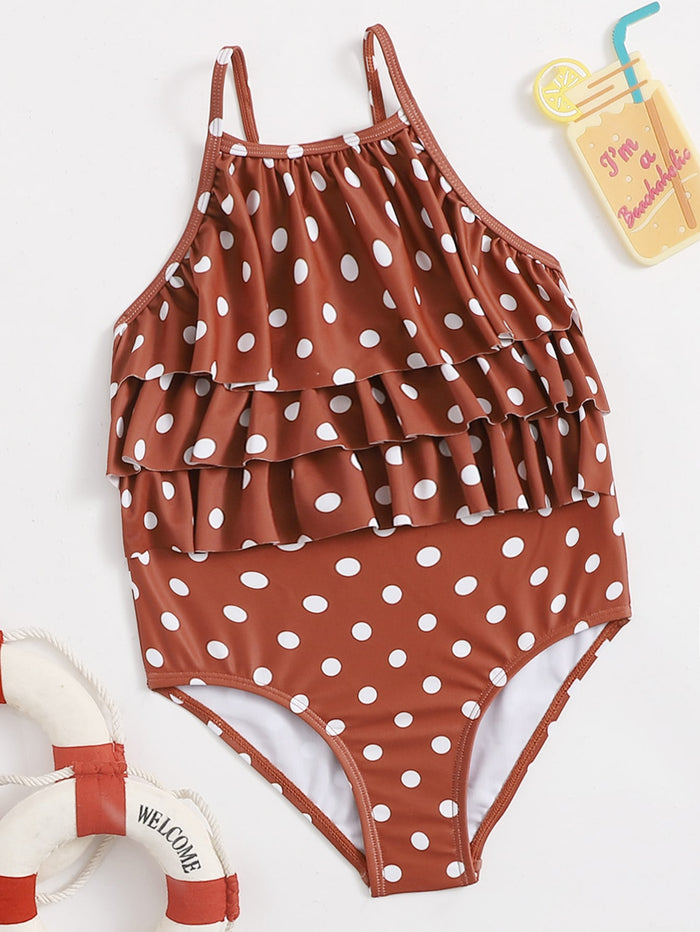 Toddler Girl Polka Dot Tiered Layer One Piece Swimsuit