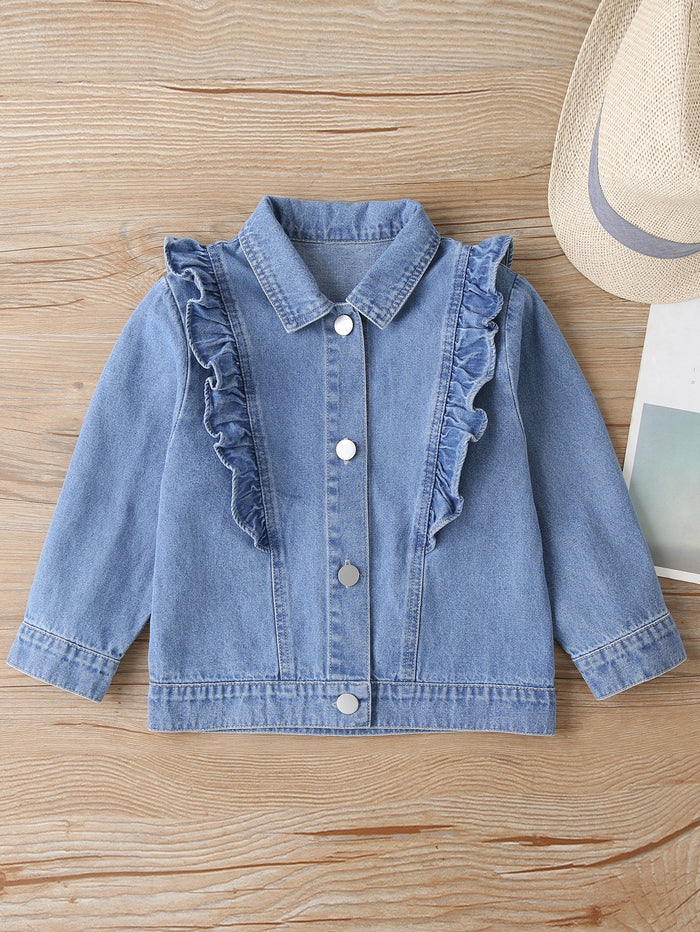 Toddler Girls Ruffle Trim Denim Jacket