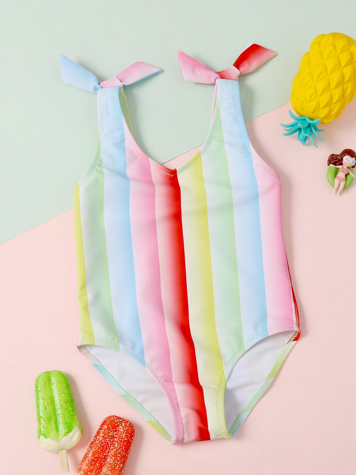 Toddler Girls Color Block One Piece Swimsuit