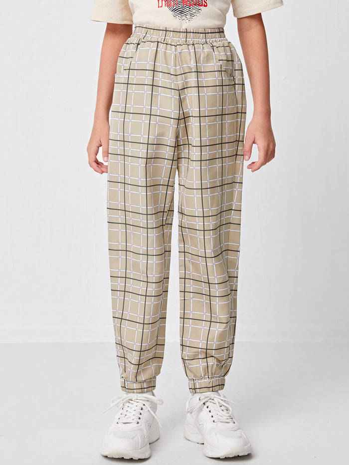 Boys Slant Pocket Plaid Pants