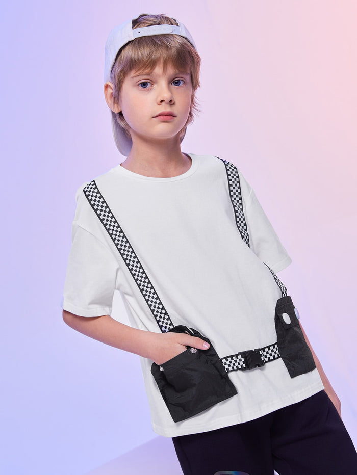 Boys Pocket Front Tape Detail Tee