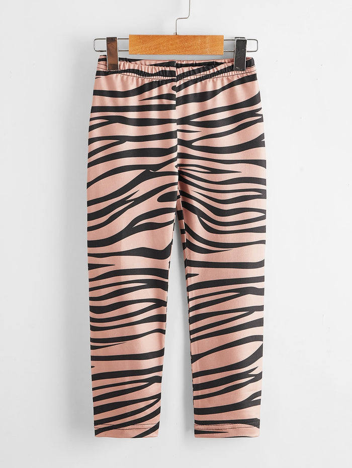Toddler Girls Zebra Stripe Elastic Waist Leggings