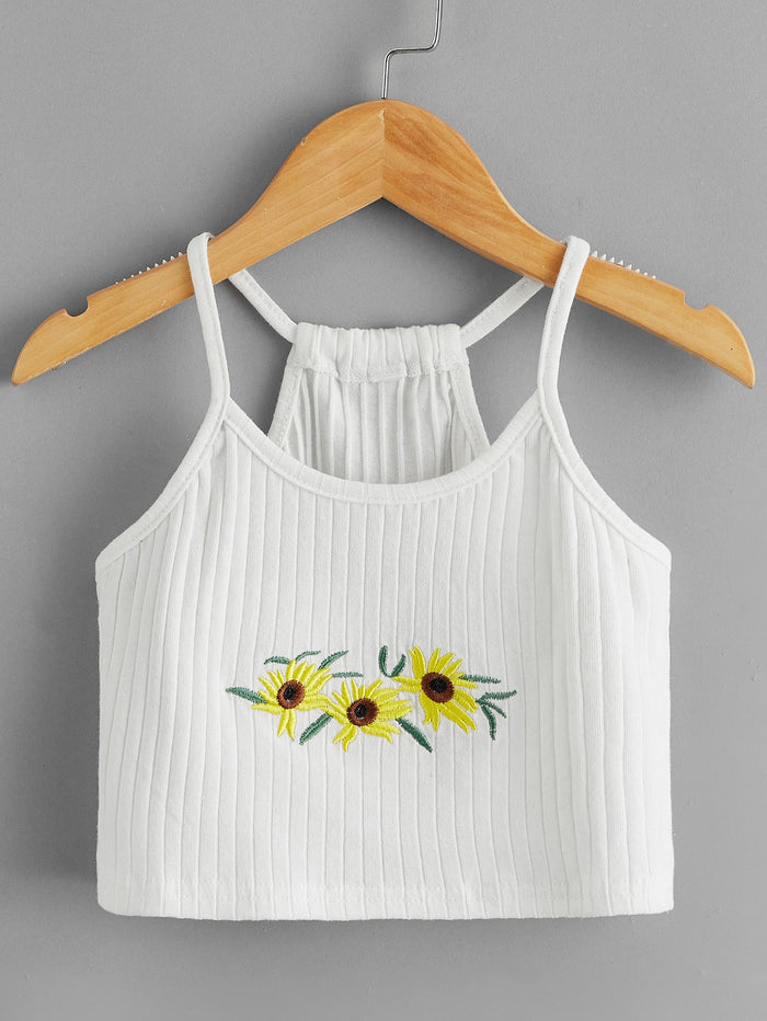 Toddler Girls Floral Embroidery Cami Top