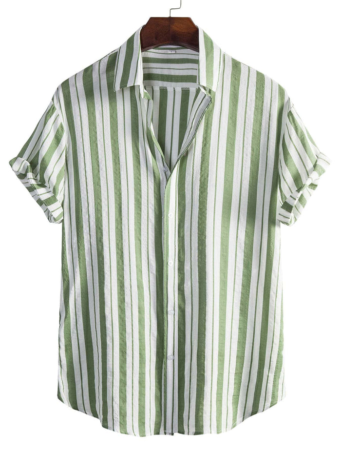 Men Striped Button Up Shirt