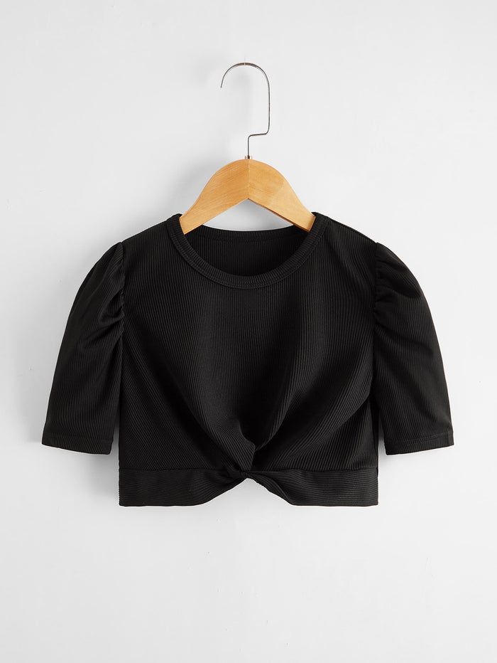 Toddler Girls Solid Twist Front Tee