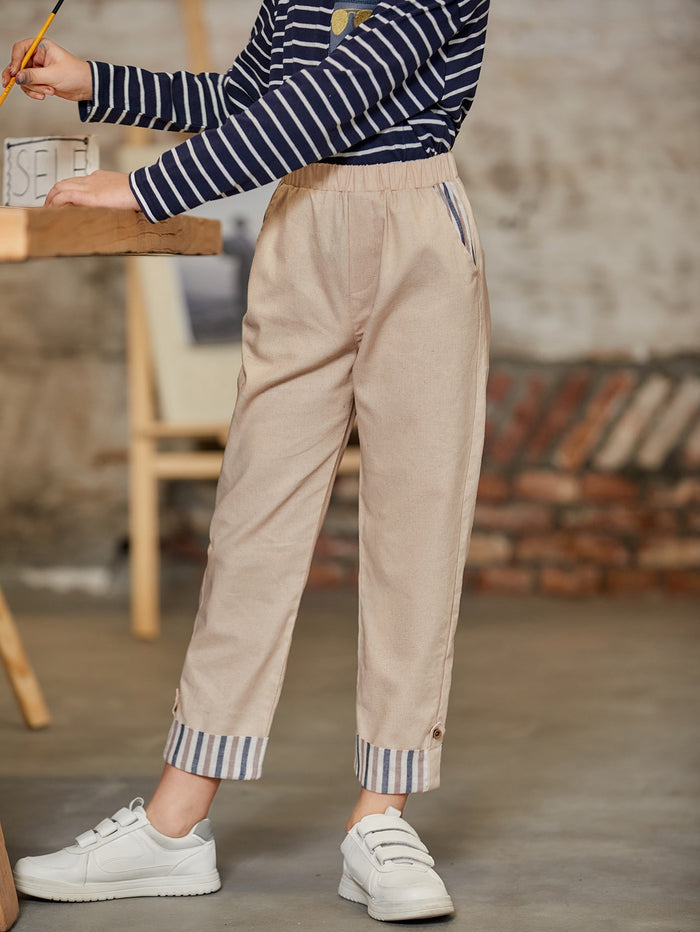 Boys Striped Panel Slant Pocket Pants