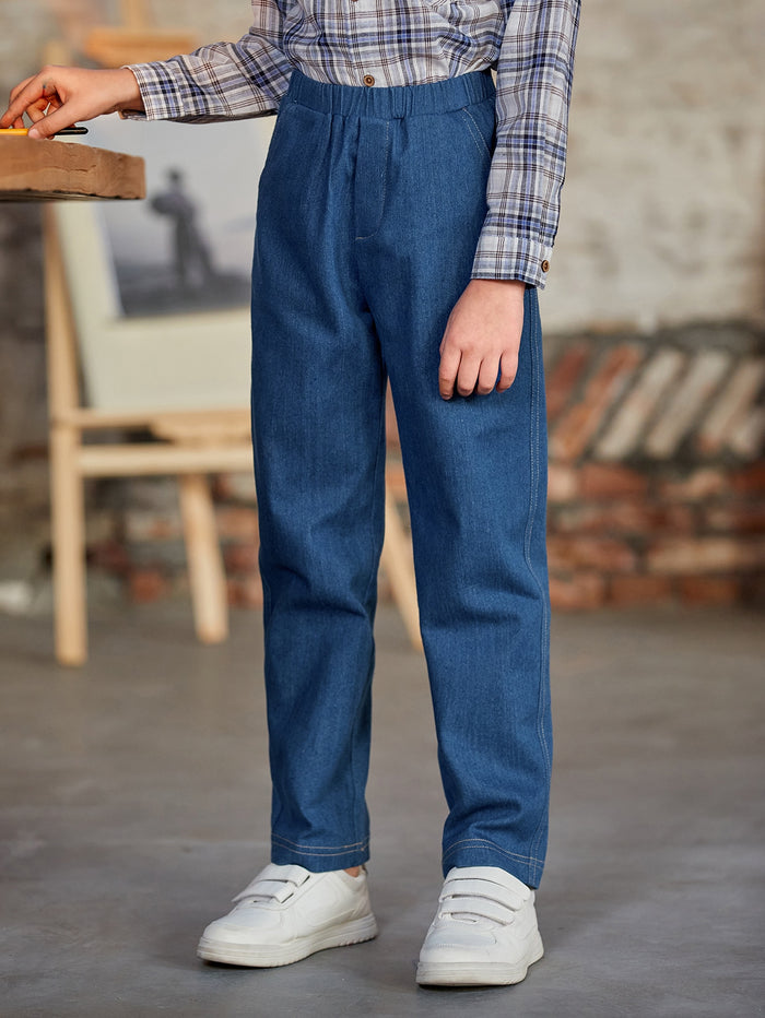 Boys Elastic Waist Straight Leg Pants