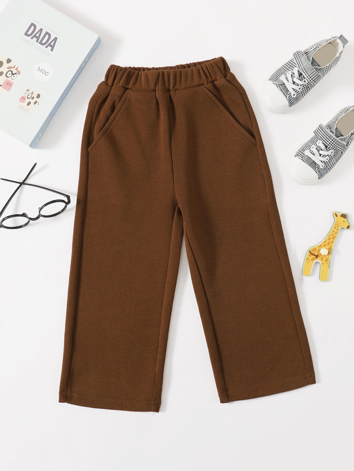 Toddler Girls Slant Pocket Solid Pants