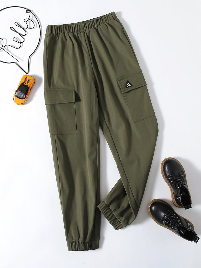 Boys Patch Detail Flap Pocket Cargo Pants