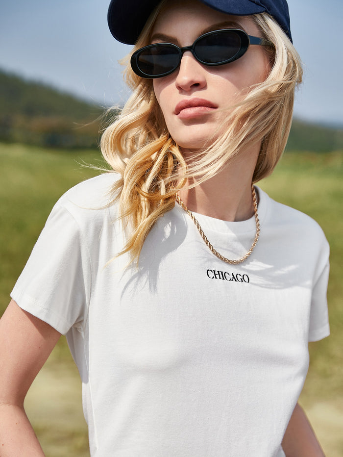 Letter Embroidery Top White