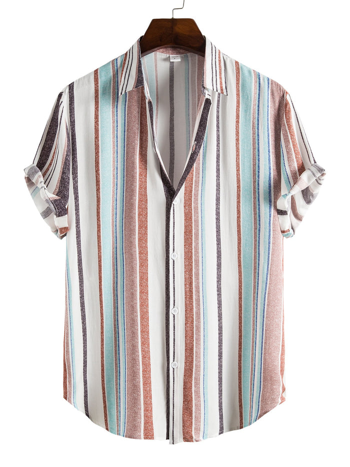 Men Striped Button Front Shirt
