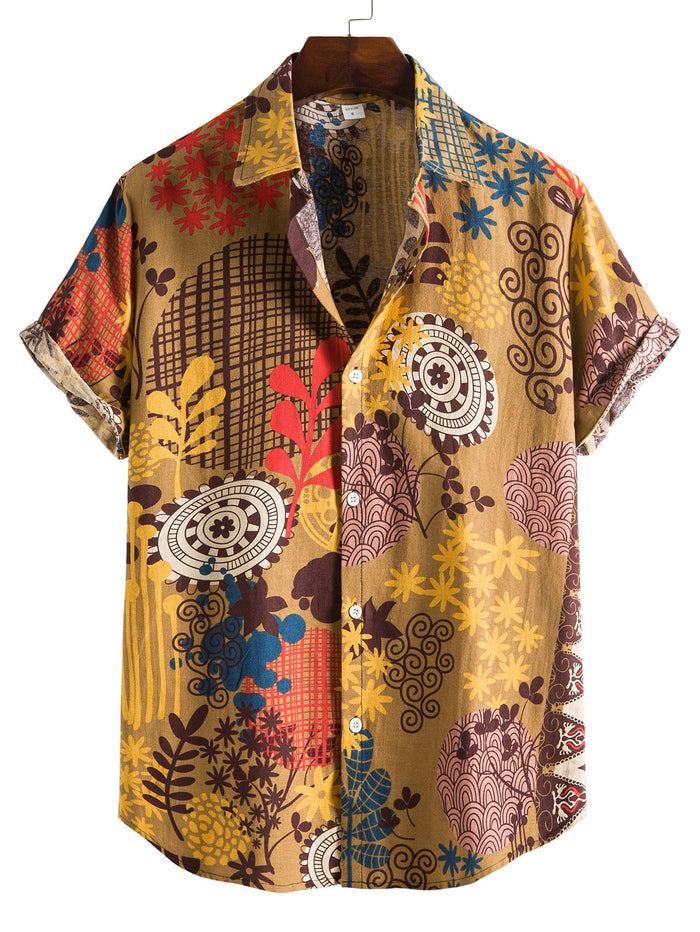 Men Plants Print Button Front Shirt