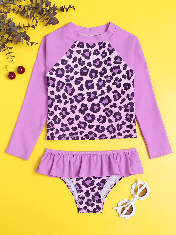 Toddler Girls Leopard Peplum One Piece Swimsuit