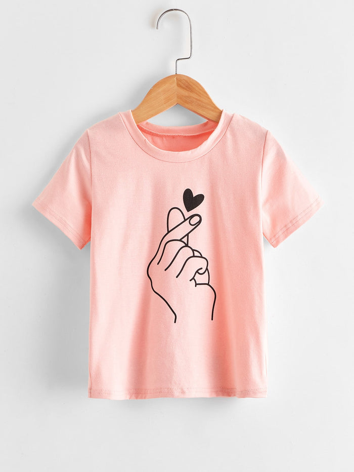 Toddler Girls Heart And Hand Print Tee