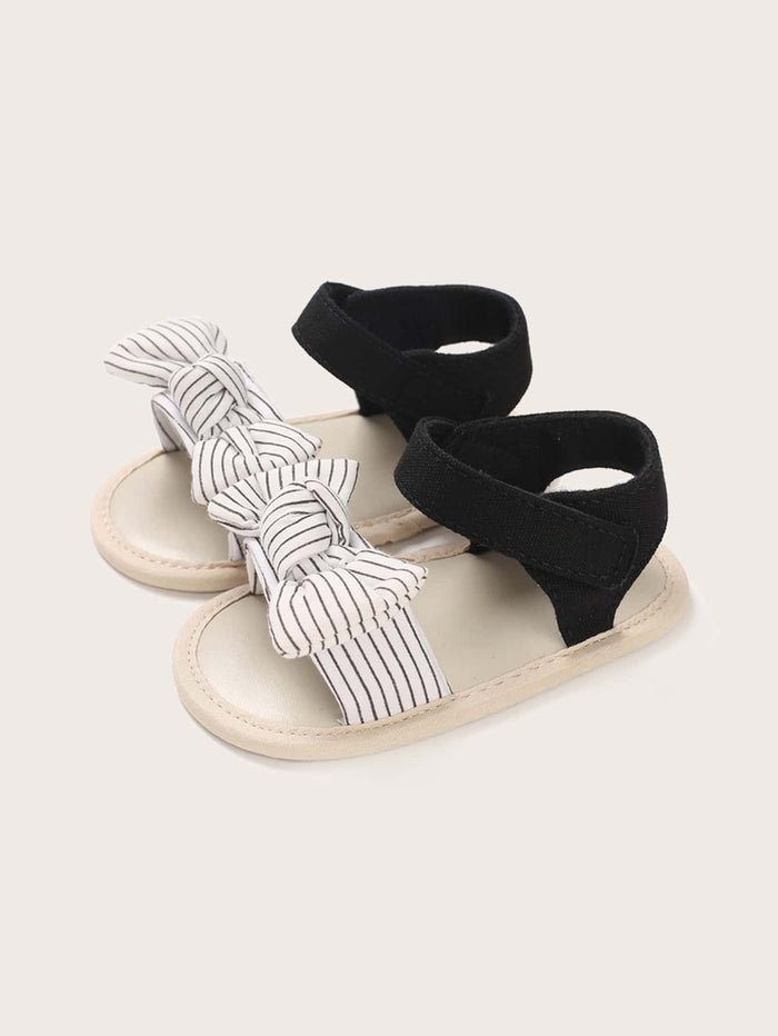 Baby Girl Striped Bow Decor Sandals