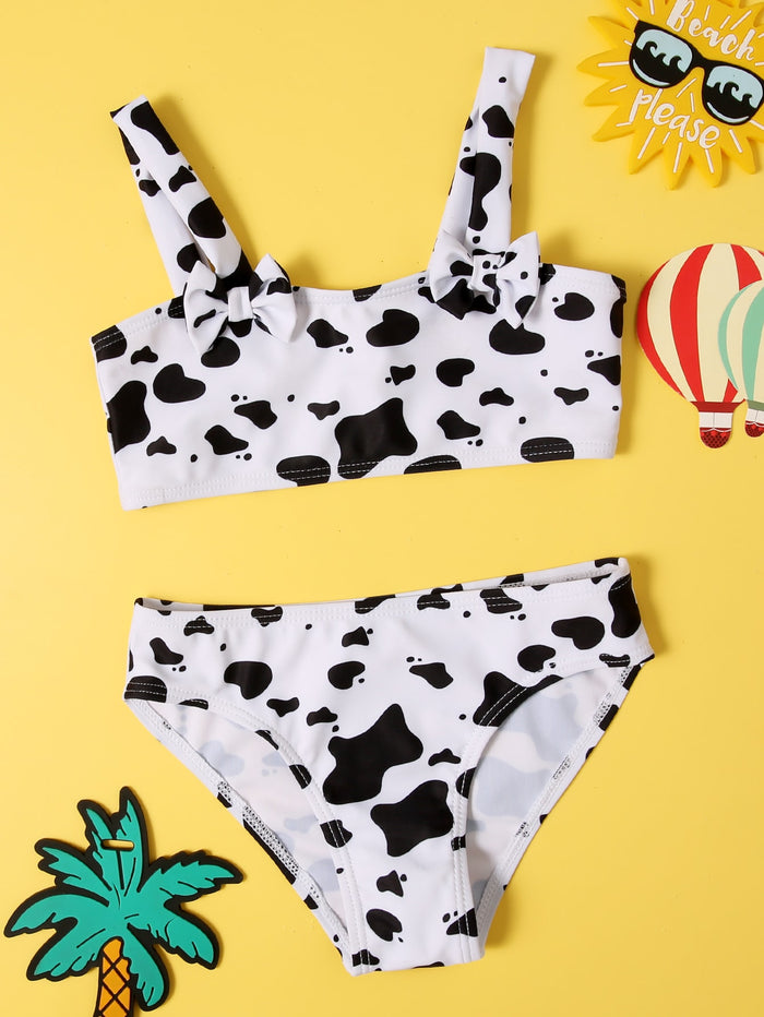 Toddler Girls Cow Pattern Bikini Swimsuit