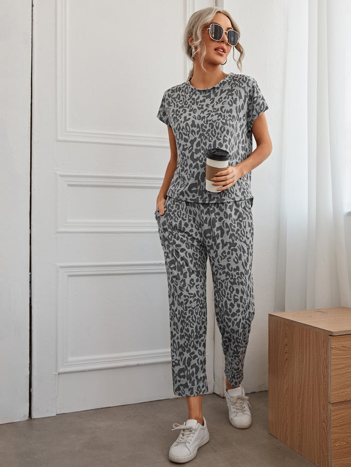 All Over Print Batwing Sleeve Tee With Pants