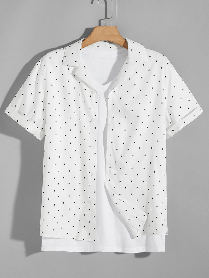 Men Polka Dot Print Shirt Without Tee