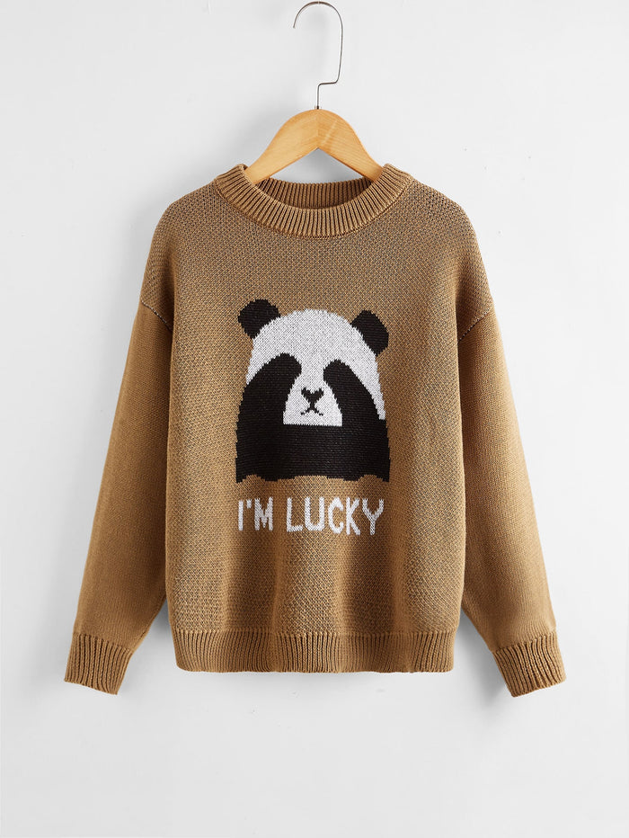 Boys Letter and Panda Sweater