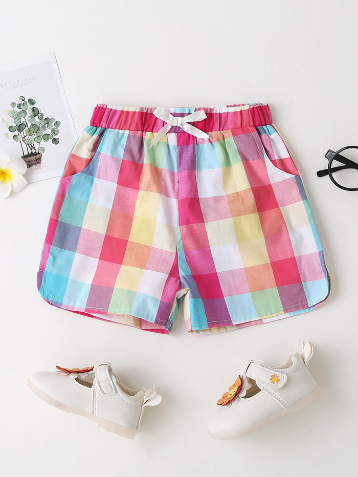 Toddler Girls Plaid Bow Front Shorts
