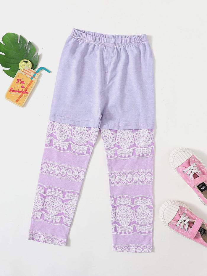 Toddler Girls Lace Panel Leggings