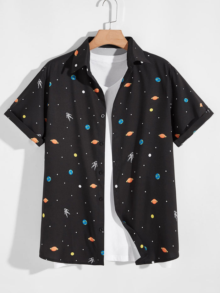 Men Galaxy And Astronaut Shirt Without Tee