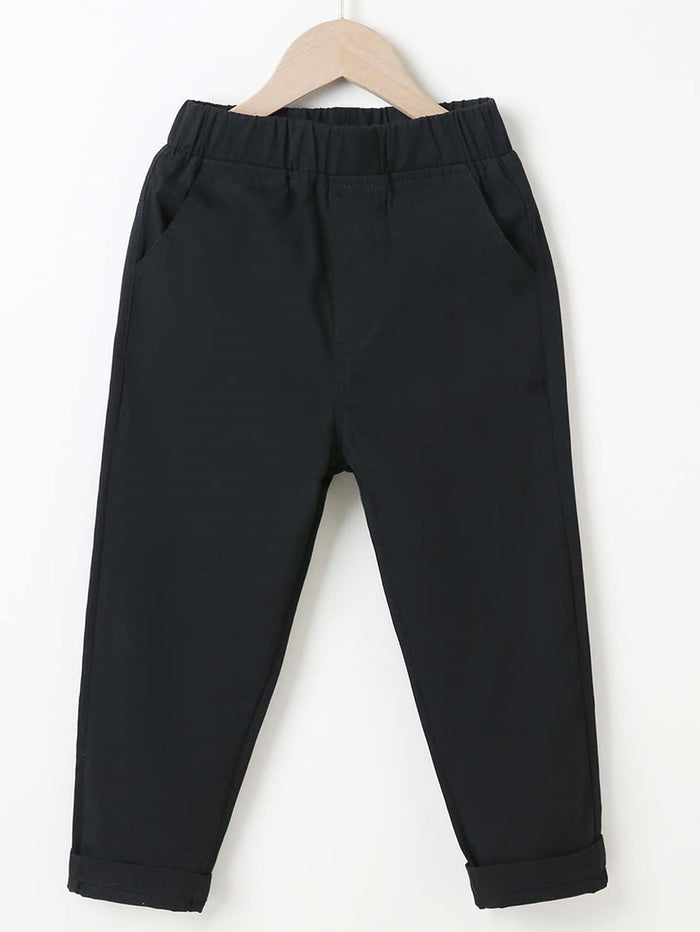 Boys Solid Elastic Waist Pants