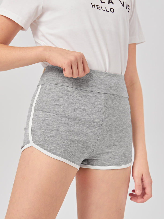 Girls Wide Waistband Dolphin Shorts Light Grey